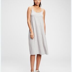GAP Heather Gray Linen Blend Midi Dress XS Petite NWT Strappy Dress